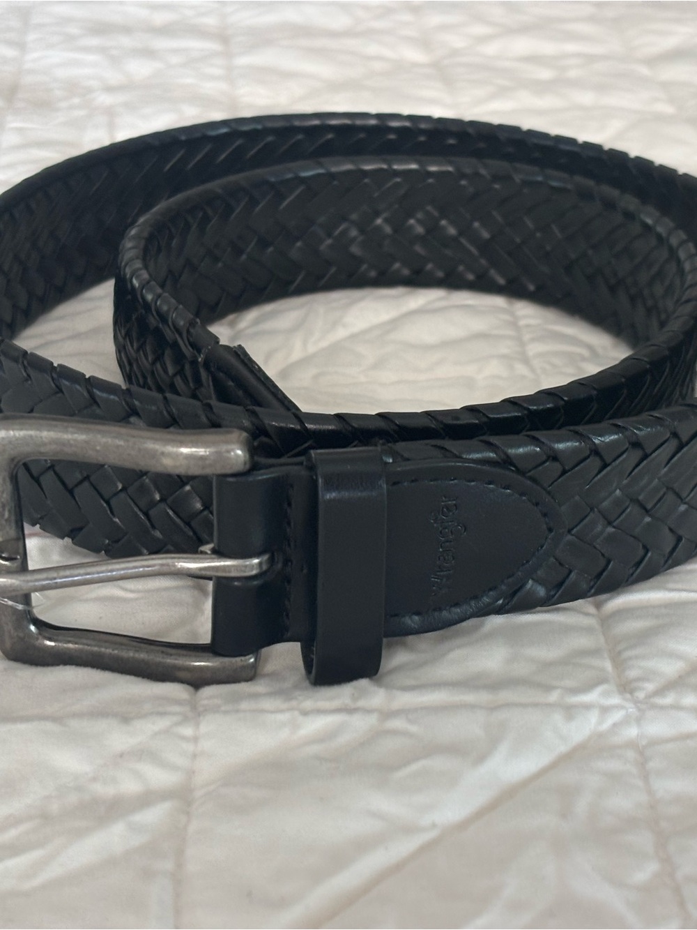 Wrangler Black Braided Leather Men’s Belt with Metal Buckle